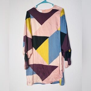 Corey Lynn Calter Anthropologie Pink Yellow Blue Colorblock Shift Dress Medium